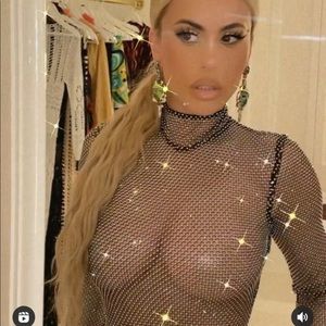 Multi color rhinestone crop